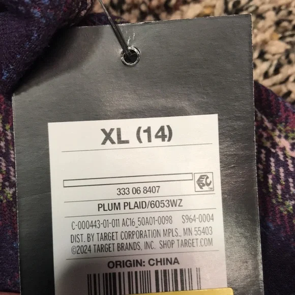 Art Class Vintage Girls Plum Purple Plaid Flared Pants Size XL (14) | NWT - Picture 7 of 7